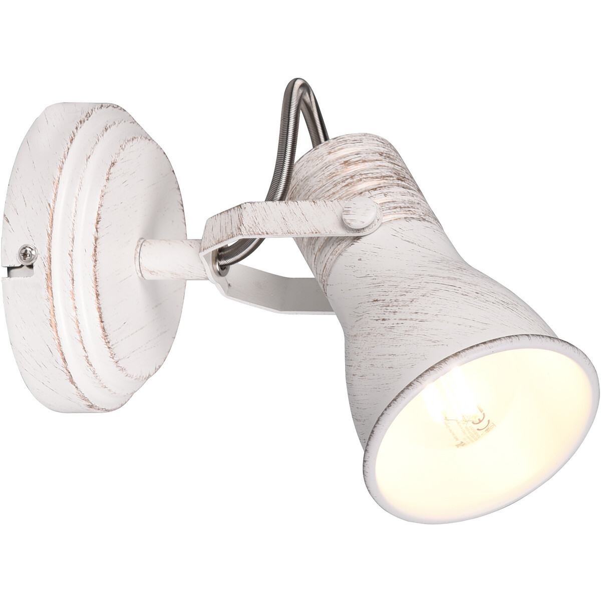 LED Wandspot - Wandverlichting - Trion Sanita - E14 Fitting - 1-lichts - Rond - Antiek Wit - Aluminium