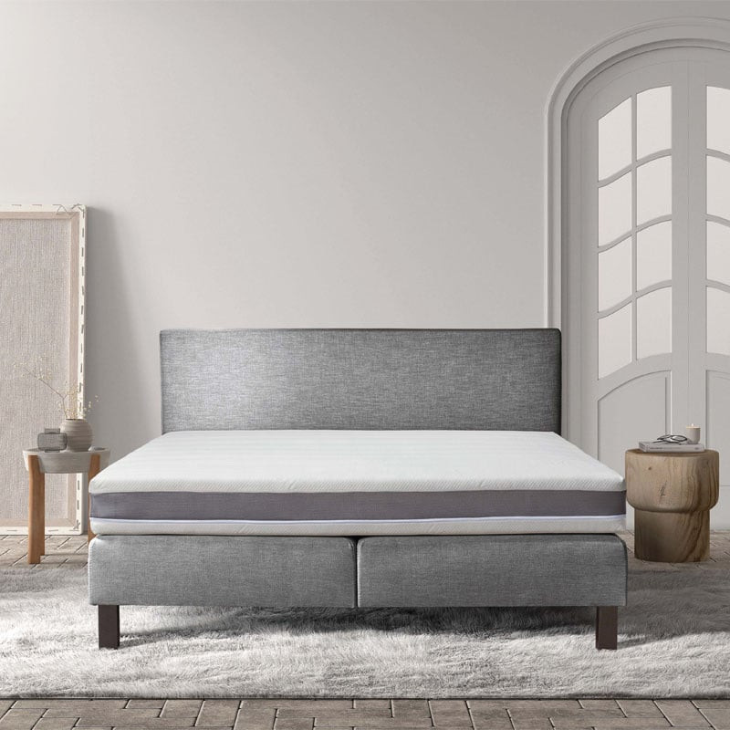 2-Persoons Boxspring Cloud Comfort - Antraciet 140x210 cm - Pocketvering - Inclusief Topper - Dekbed-Discounter.nl