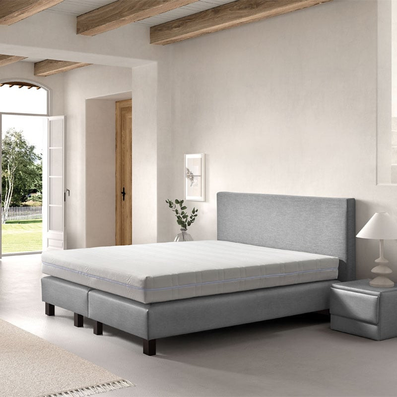 2-Persoons Boxspring Cloud Chill - Grijs 160x210 cm - Pocketvering - Inclusief Topper - Dekbed-Discounter.nl