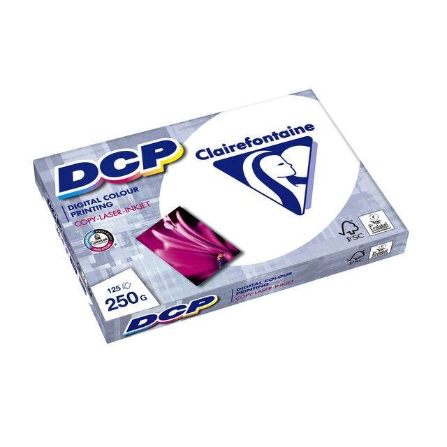 Laserpapier Clairefontaine DCP A4 250gr wit 125vel | 5 stuks