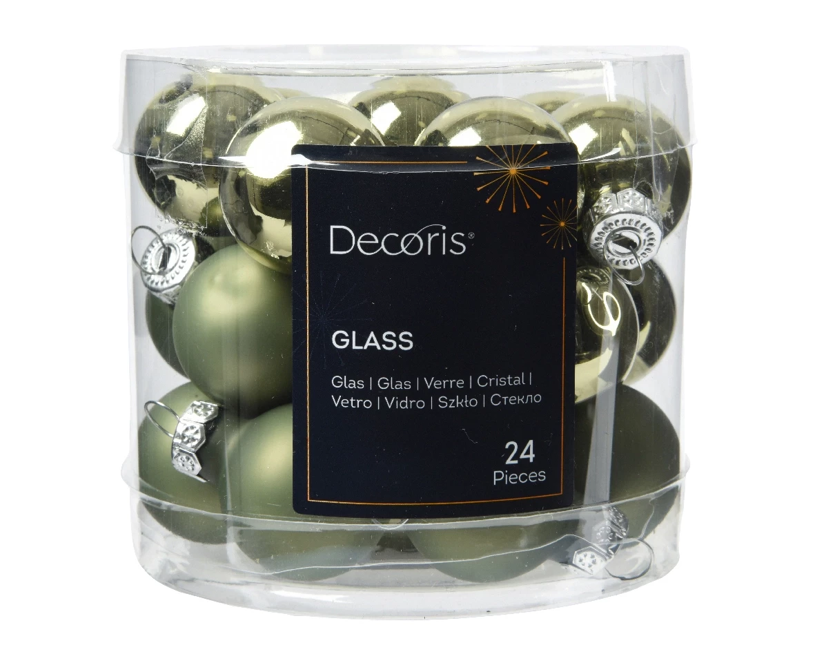 Decoris kerstballen set glas 24st Rosemarijn 2,5cm