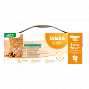 Iams Delights Land & Sea Collection 48x85 gr zakjes kat 2 x (48 x 85 g in saus)