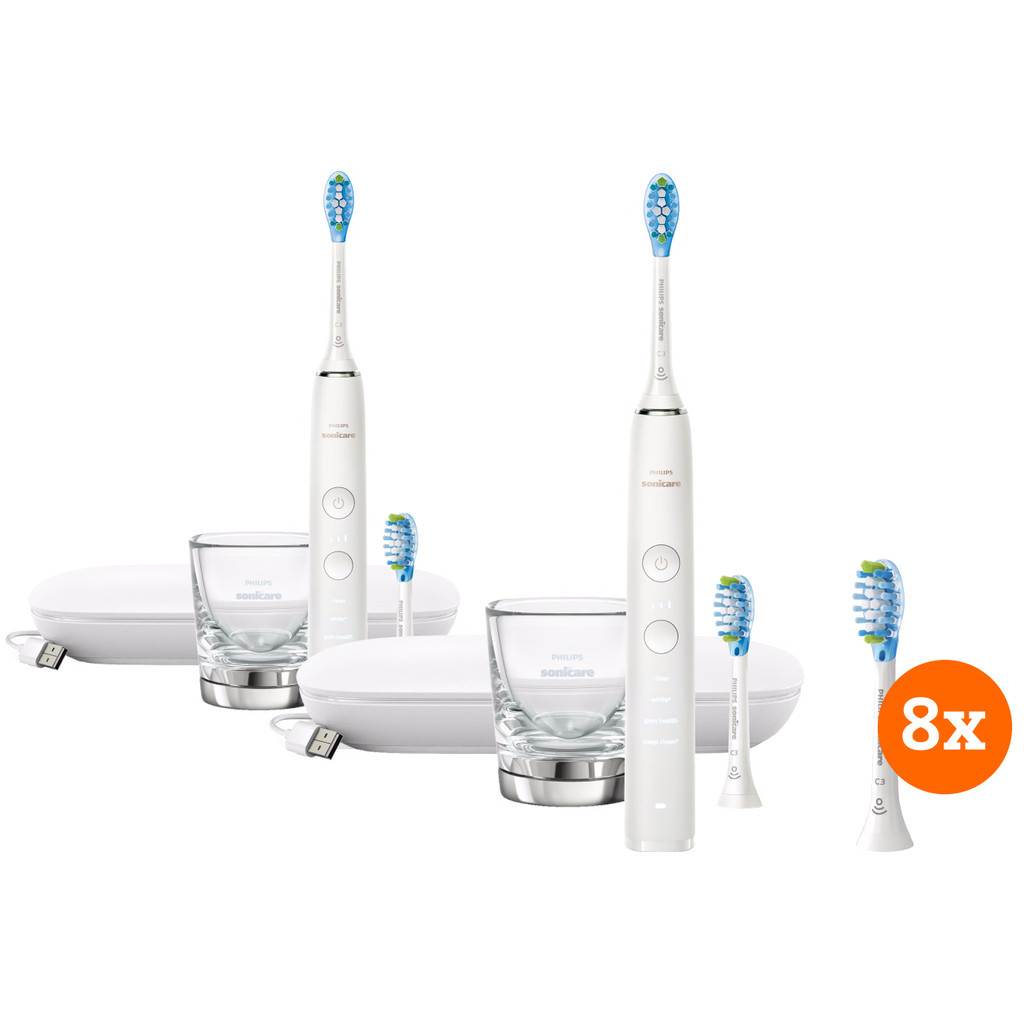 Philips Sonicare DiamondClean 9000 HX9913/17 Duo Pack + opzetborstels (8 stuks)