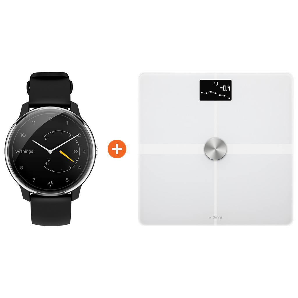 Withings Move ECG Zilver/Zwart + Withings Body + Wit