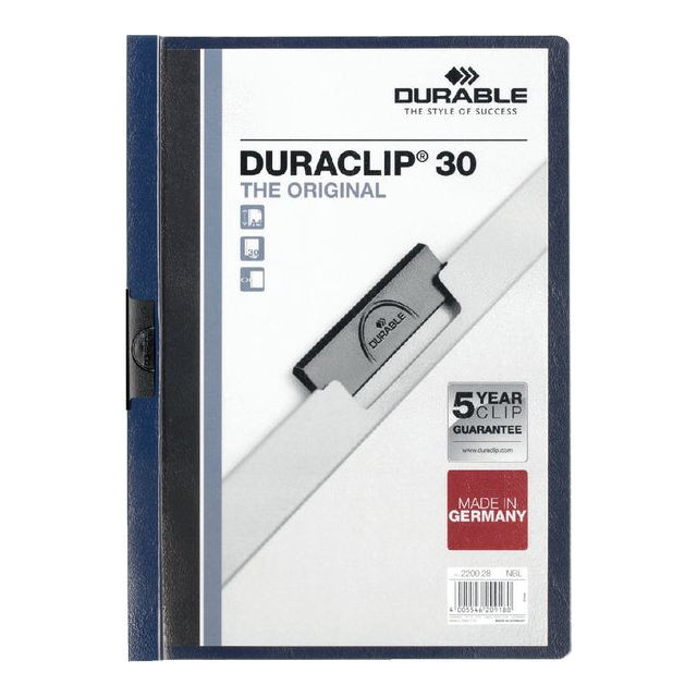 Klemmap Durable Duraclip A4 3mm 30 vellen nachtblauw | Omdoos a 25 stuk