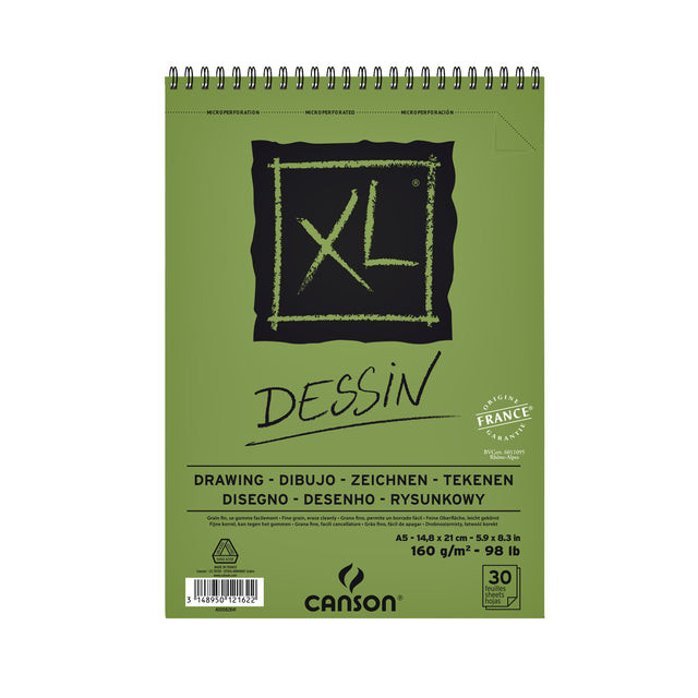 Tekenblok Canson XL dessin A5 30v 160gr spiraal