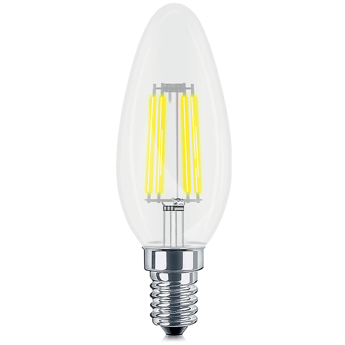 LED Lamp E14 Kaars Filament - Brinton - Helder 4W 470lm - 830 Warm Wit 3000K - C35 - CLR - Dimbaar | Vervangt 40W