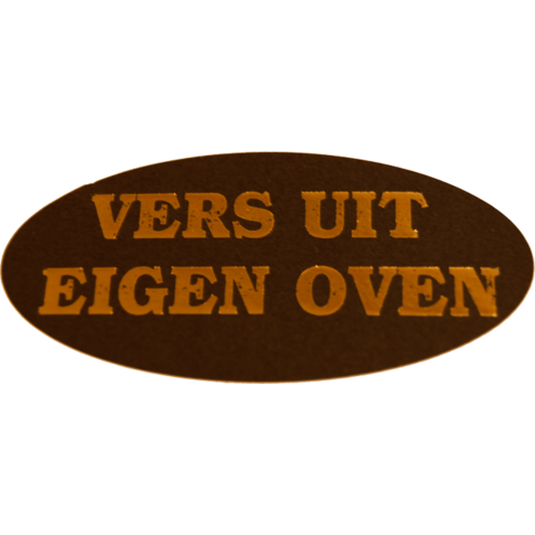 Etiket | Reclame-etiket | papier | Vers uit eigen oven | permanent | 60x30mm | zwart/goud | rol à 500 stuks