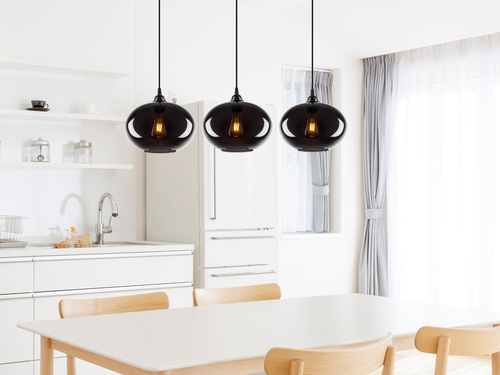 Hanglamp PAYANA 3 lampen zwart