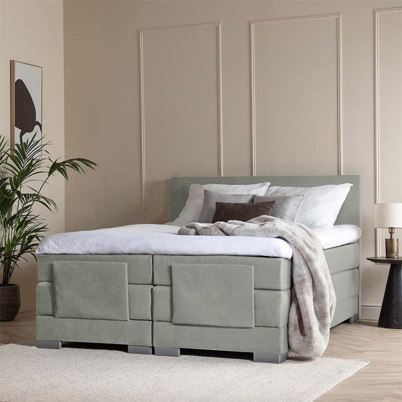 Elektrisch Verstelbare 1-Persoons Boxspring Julia - Groen 90x210 cm - Pocketvering - Inclusief Topper - Dekbed-Discounter.nl