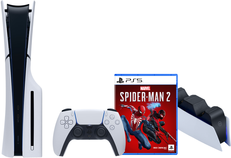 PlayStation 5 Slim Disc Edition + Spider-Man 2 + Oplaadstation