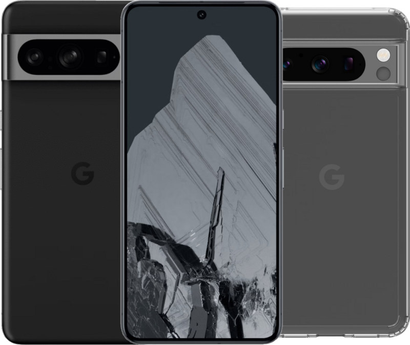 Google Pixel 8 Pro 128GB Zwart 5G + BlueBuilt Protective Back Cover Transparant