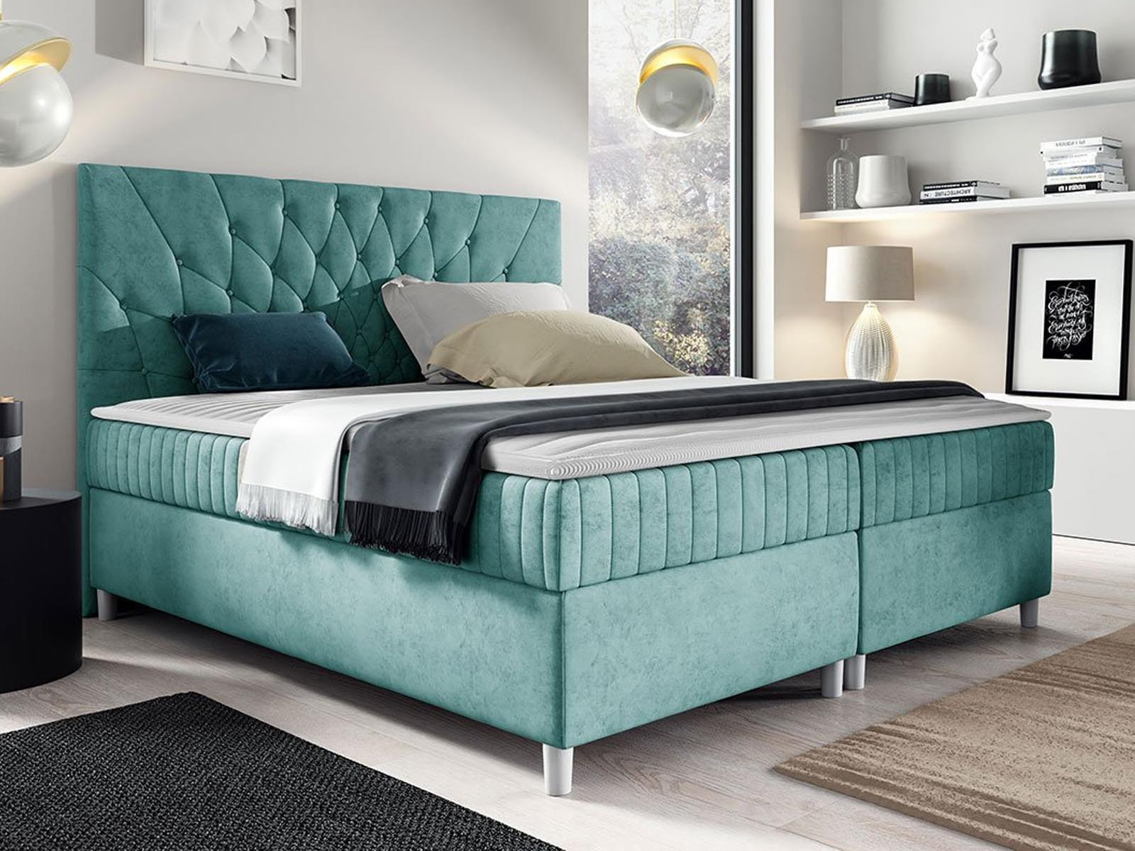 Boxspring PRODIGY 140x200cm appelblauwzeegroen