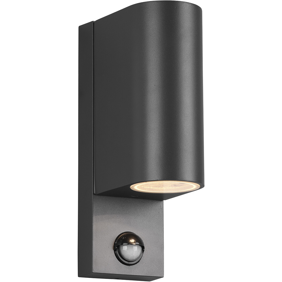 LED Tuinverlichting met Bewegingssensor - Buitenlamp - Trion Royinda Up and Down - GU10 Fitting - Spatwaterdicht IP44 - Rond - Mat Antraciet - Aluminium