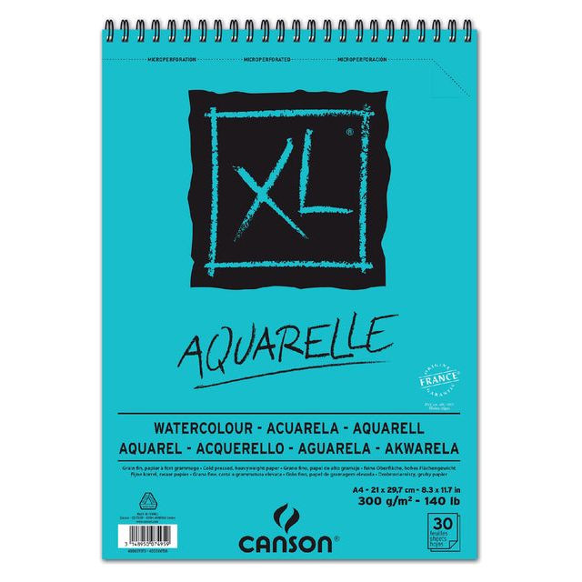 Aquarelblok Canson XL A4 30v 300gr spiraal | 5 stuks