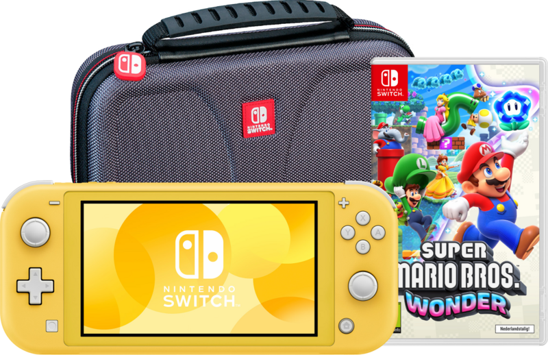 Nintendo Switch Lite Geel + Super Mario Bros. Wonder + Beschermhoes