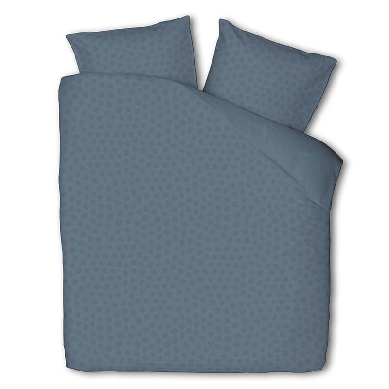 Dekbedovertrek Luna Embossed Dots - Lits-Jumeaux (240x220 cm) - Blauw Microvezel - Dessin: Stippen - Luna Bedding - Dekbed-Discounter.nl