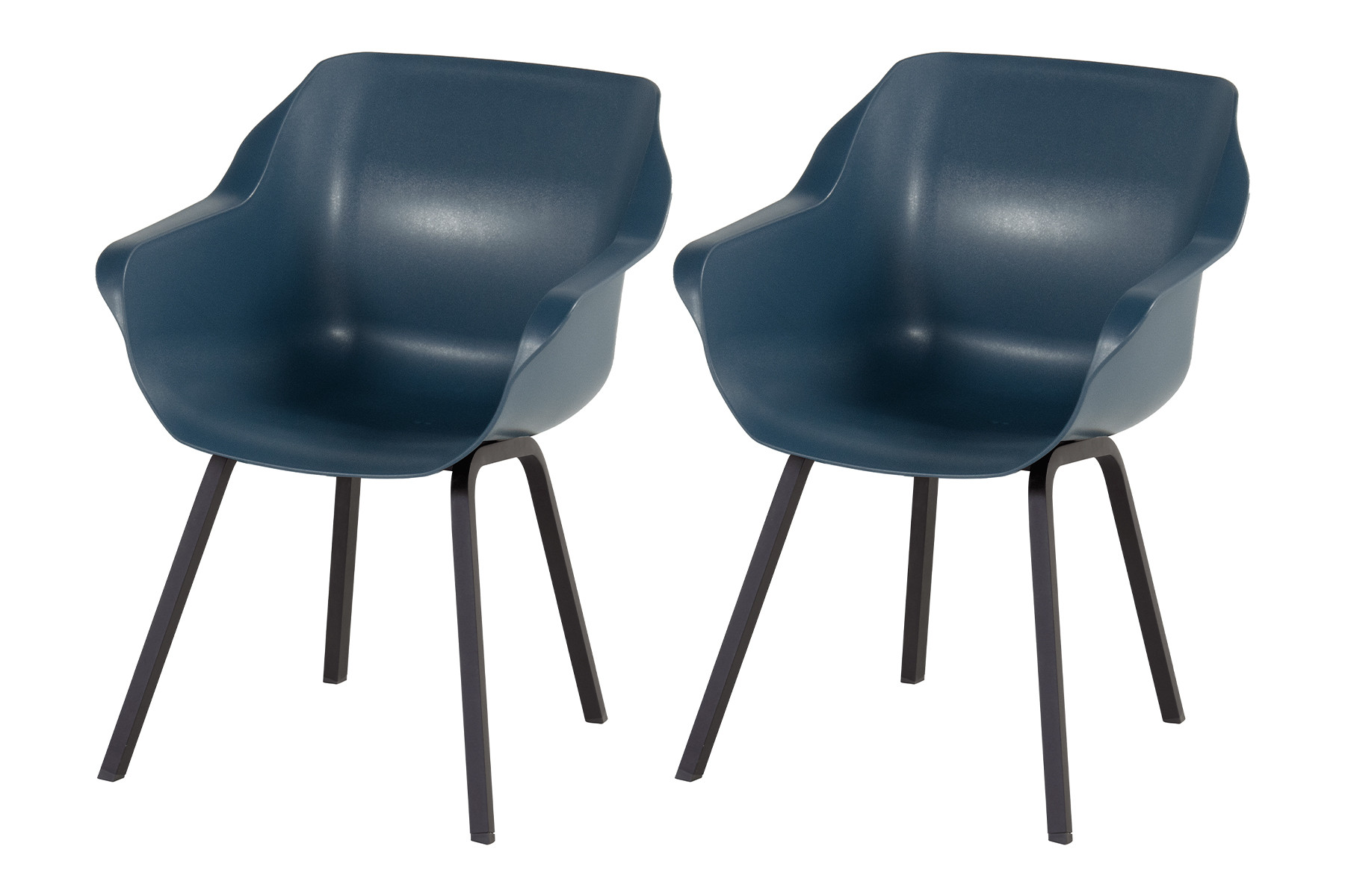 Set van 2 - Hartman Sophie Element dining armstoel - Steel Blue - Alu poot