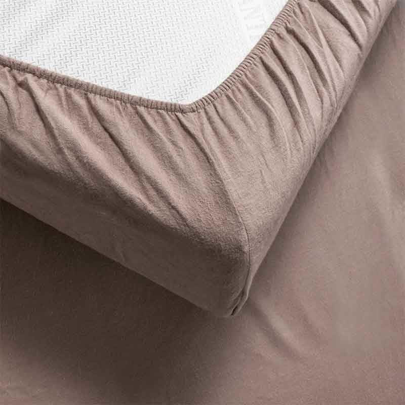 Hoeslaken Flanel - Topper - Taupe - 200x210 cm - Taupe - Fresh and Co - Dekbed-Discounter.nl