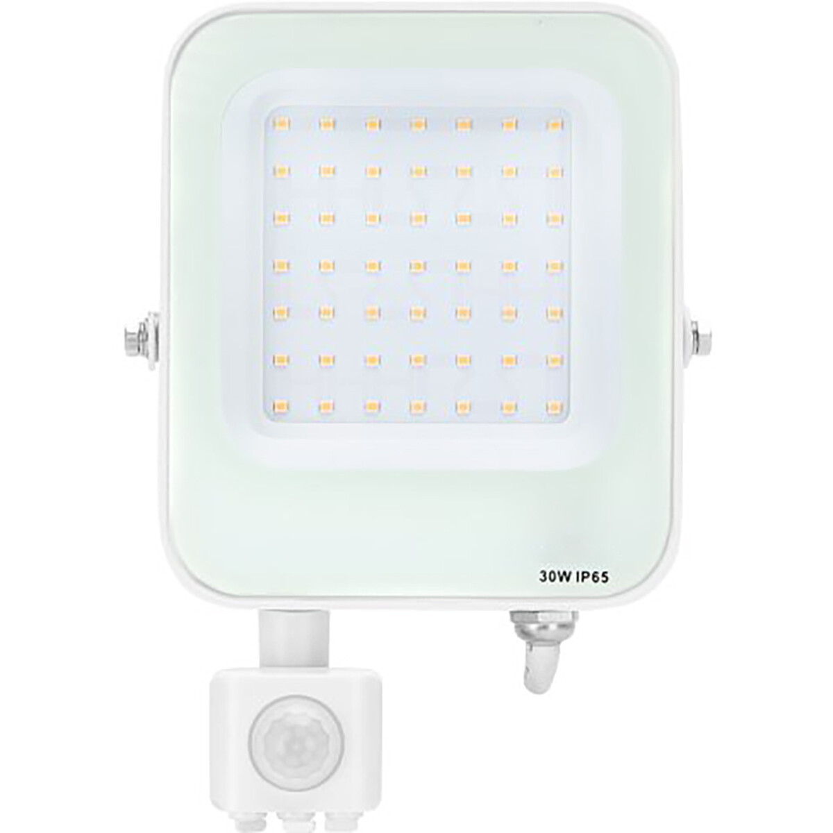 LED Bouwlamp met Bewegingssensor - LED Schijnwerper - Aigi Rekan - 30 Watt - Natuurlijk Wit 4000K - Waterdicht IP65 - Rechthoek - Mat Wit - Aluminium