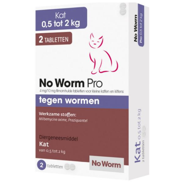 No Worm Pro Kleine Kat & Kitten 2 tabletten