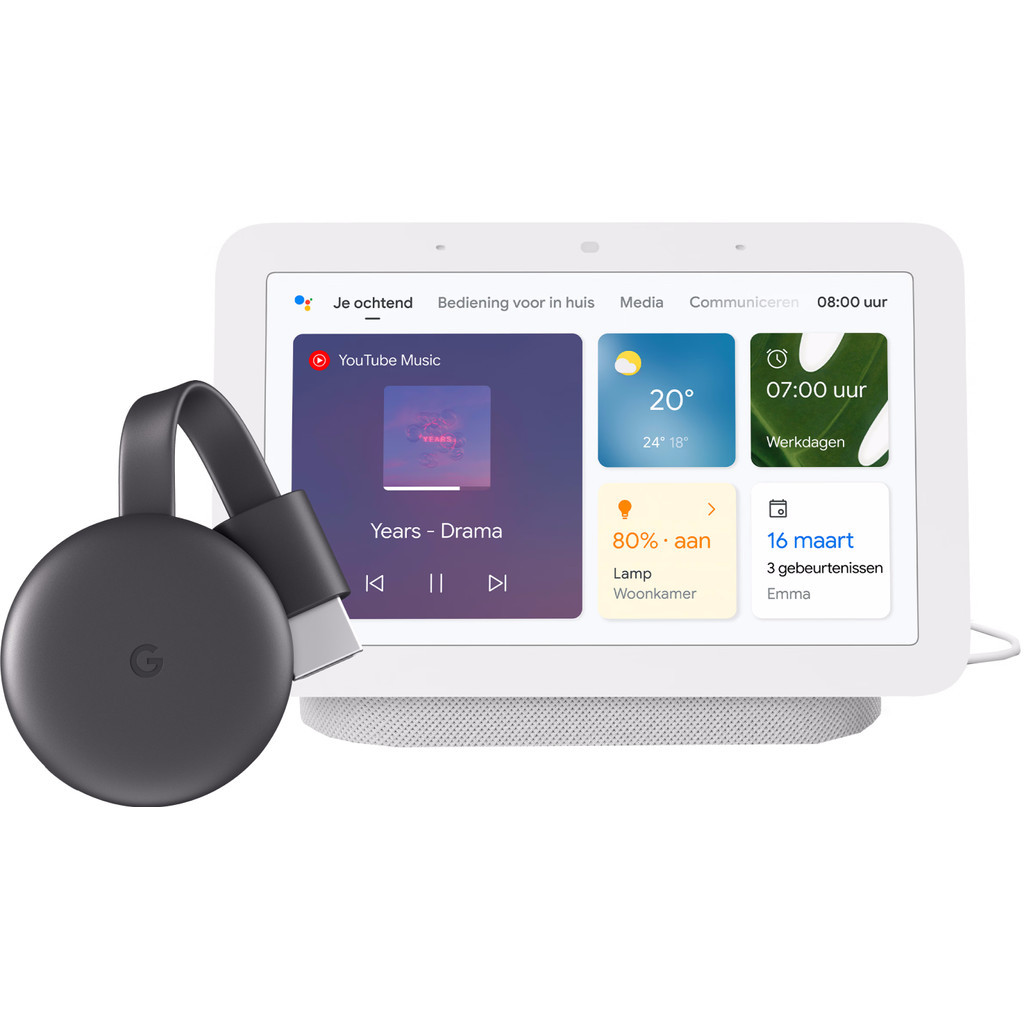 Google Chromecast V3 + Google Nest Hub 2 Chalk