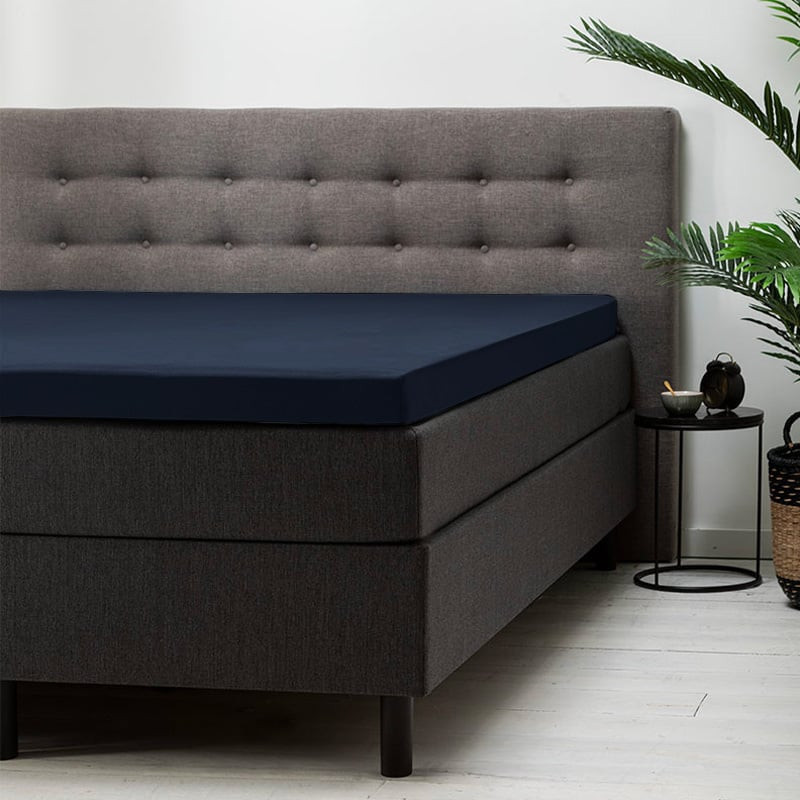 Hoeslaken Stretch - Topper - Navy - 180x200 cm - Blauw - Fresh and Co - Dekbed-Discounter.nl