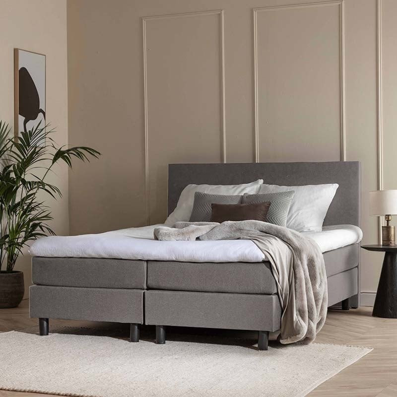 2-Persoons Boxspring Julia Comfort - Grijs 180x220 cm - Pocketvering - Inclusief Topper - Dekbed-Discounter.nl