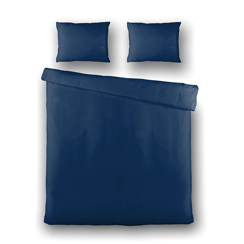 Dekbedovertrek Plain Percale - Eenpersoons (140x200 cm) - Navy Percale katoen - Dessin: Effen - Presence - Dekbed-Discounter.nl