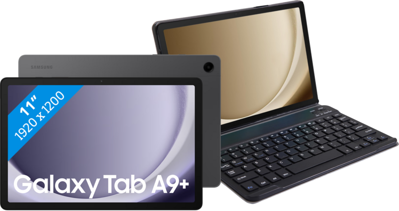 Samsung Galaxy Tab A9 Plus 11 inch 64GB Wifi en 5G Grijs + Just in Case Toetsenbord Hoes