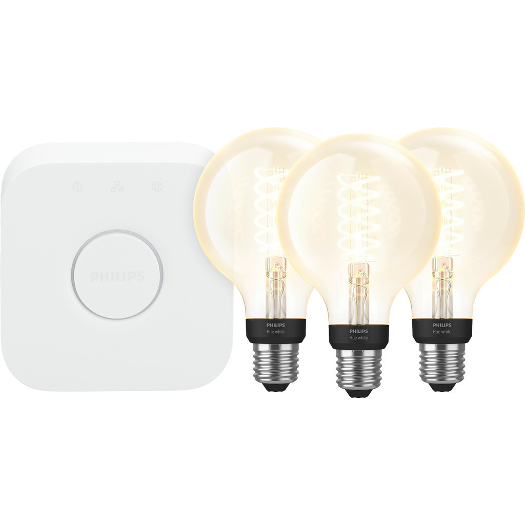 Philips Hue Filament White Globe 3-pack + bridge