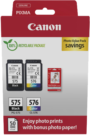 Canon PG-575/CL-576 Cartridge + Fotopapier