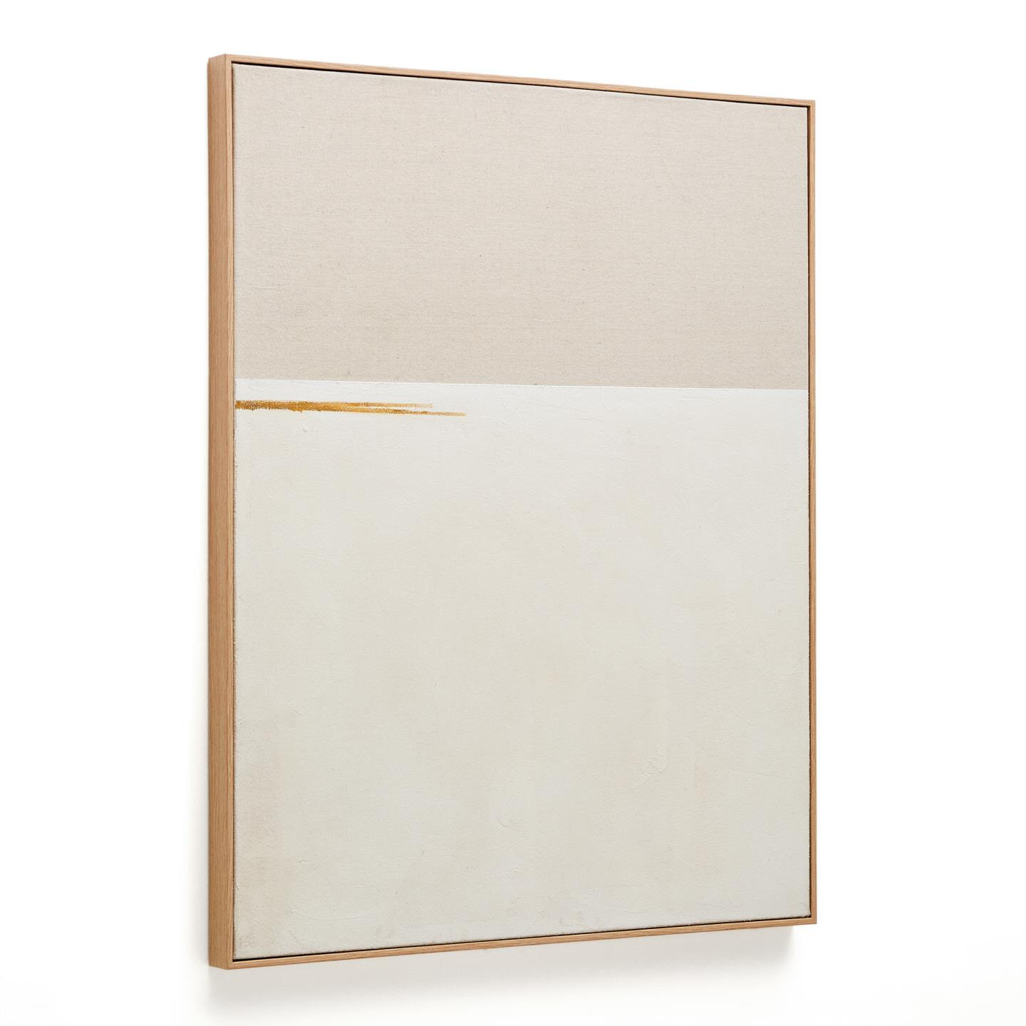 Kave Home Schilderij Salin Horizontale streep, Linnen, 100 x 80cm - Beige