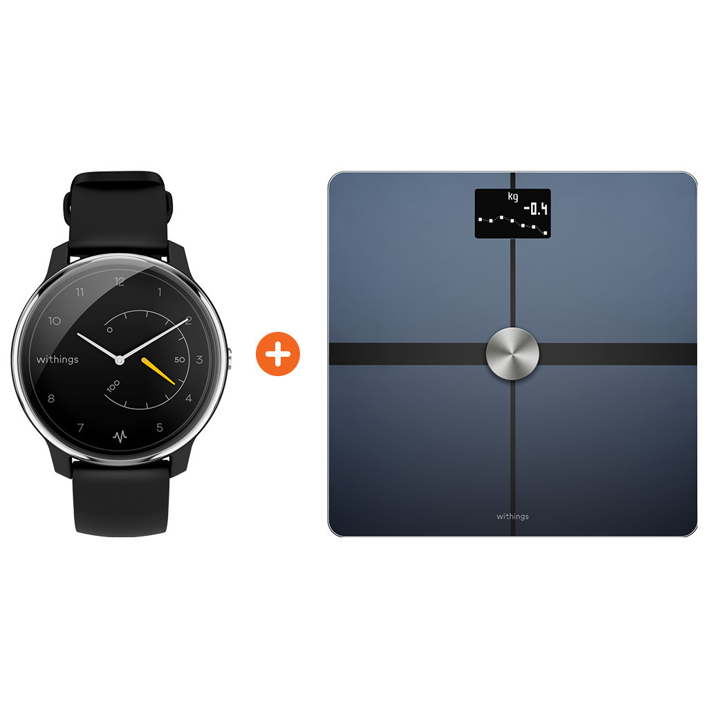 Withings Move ECG Zilver/Zwart + Withings Body + Zwart