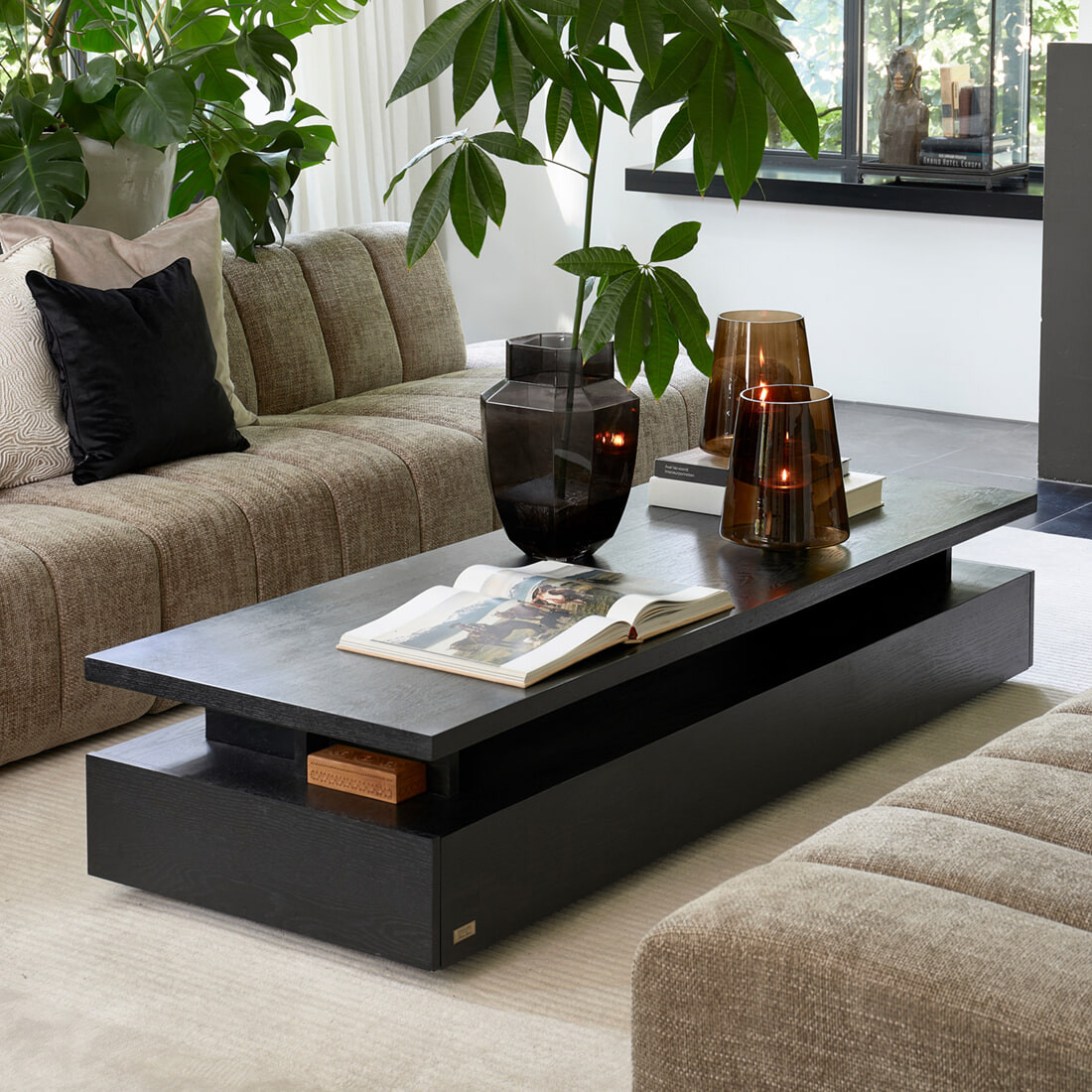 Rivièra Maison Salontafel 5th Avenue Eikenhout, 200 x 70cm - Black