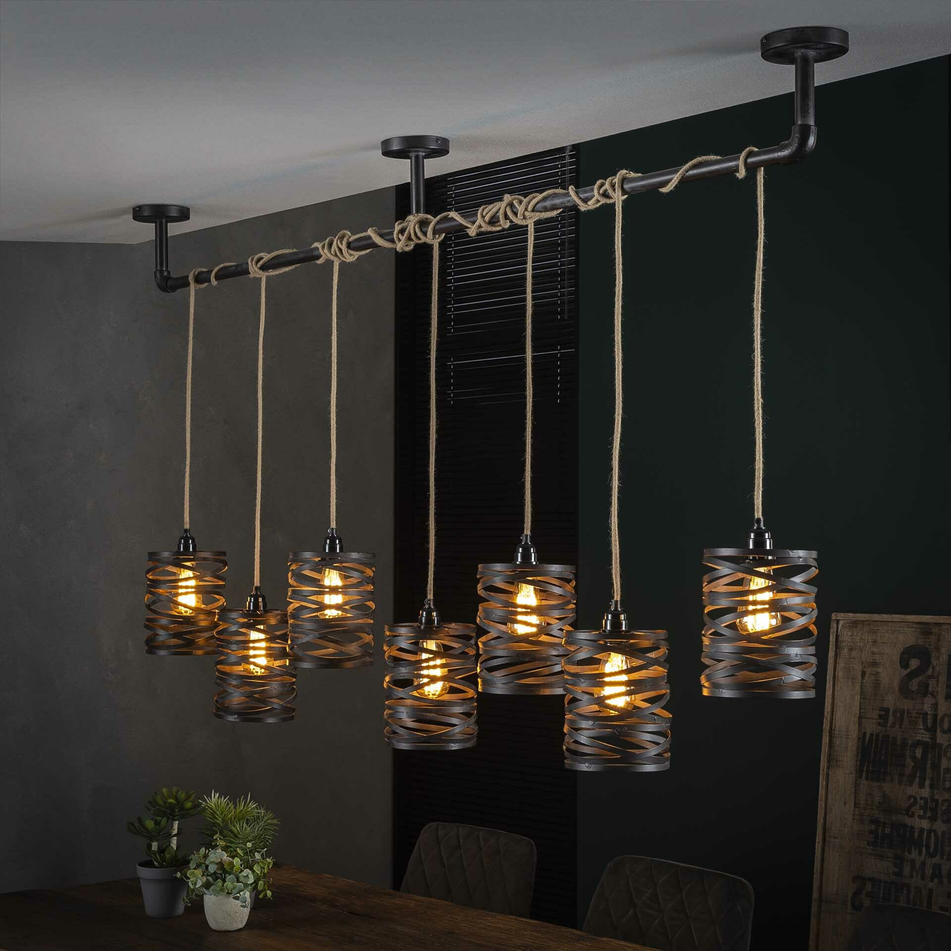 Hanglamp Cate 7-lamps - Slate grey