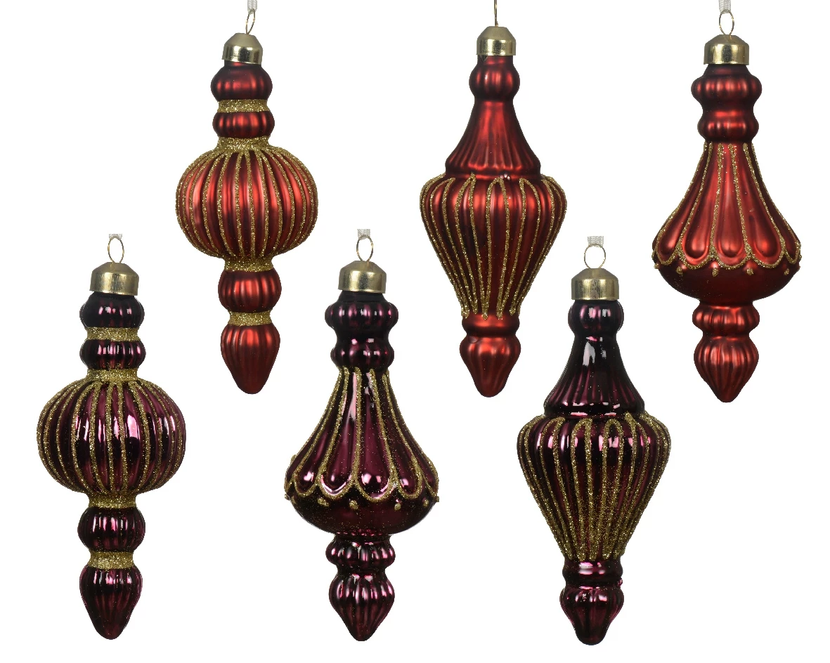 Decoris kerstornament glas 16cm Rood/paars - 1 stuk