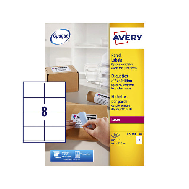 Avery L7165B-100 BlockOut zelfklevende etiketten QuickPeel, ft 99,1 x 67,7 mm (b x h), 800 etiketten