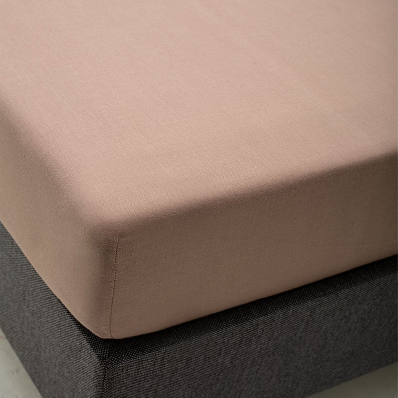 Hoeslaken Katoen - Taupe - 90x210 cm - Taupe - Fresh and Co - Dekbed-Discounter.nl