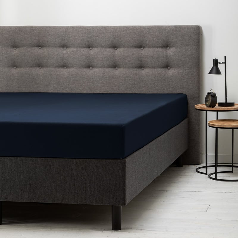 Hoeslaken Stretch - Navy - 180x200 cm - Blauw - Fresh and Co - Dekbed-Discounter.nl