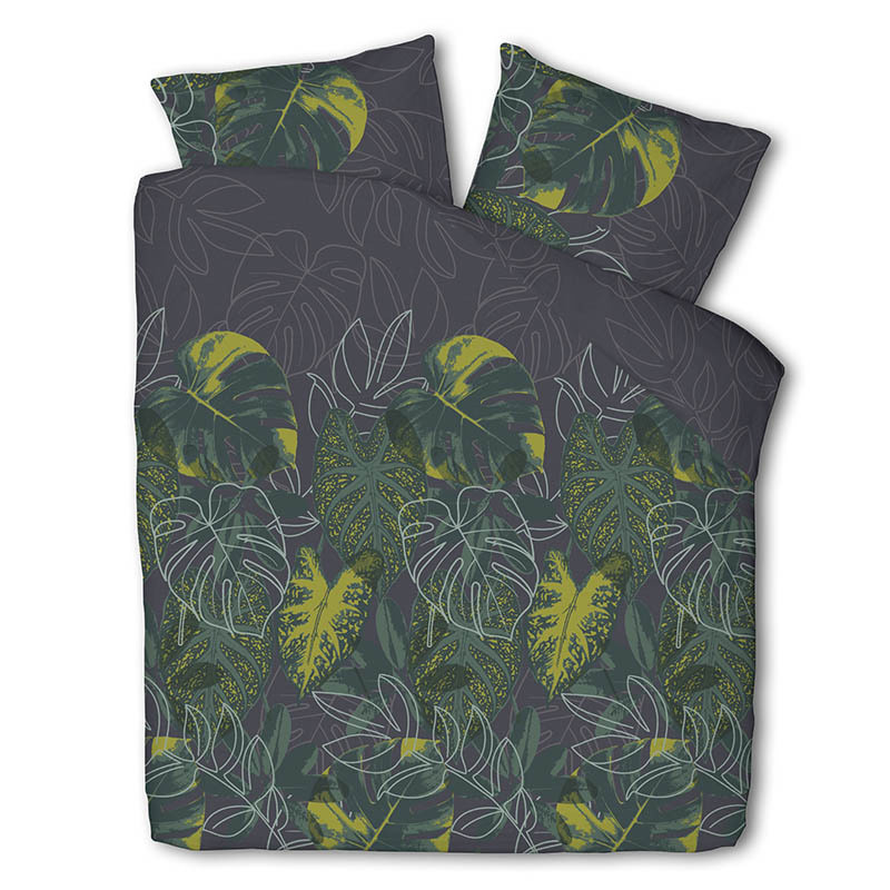 Dekbedovertrek Tropical Escape - Lits-Jumeaux (240x220 cm) - Groen Polyester-katoen - Dessin: Natuur - Fresh and Co - Dekbed-Discounter.nl