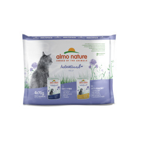 Almo Nature Intestinal Help multipack met vis en gevogelte natvoer kat (70 g) 3 x (6 x 70 g)