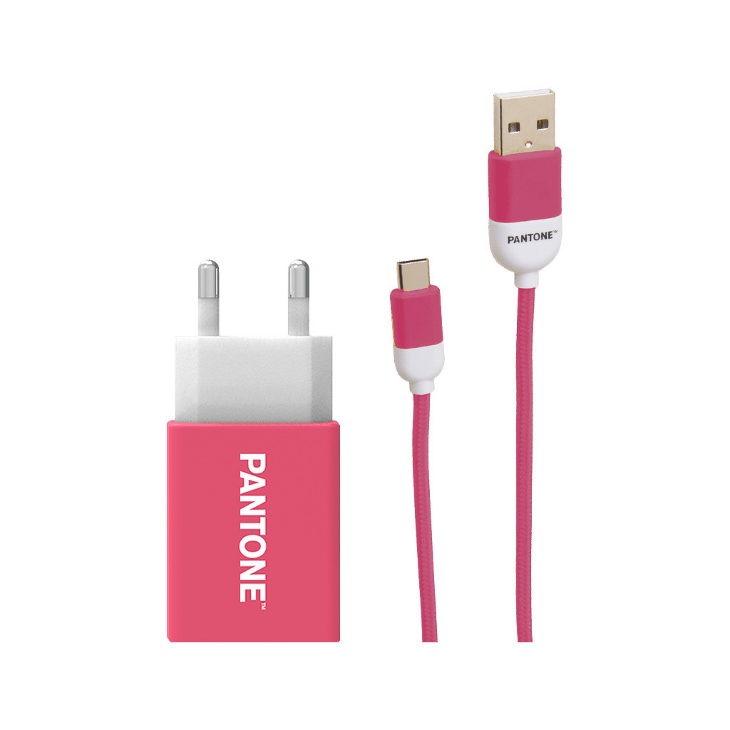 Pantone Oplader 10W + Usb C Kabel 1,5m Nylon Roze