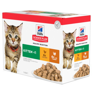 Hill&apos;s Kitten Poultry Selection combi kip kalkoen nat kattenvoer 85g 1 doos (12 x 85 g)