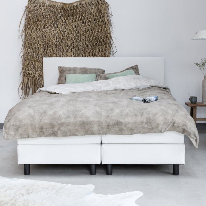 Boxspring Hera - Zwart & Wit & Grijs & Antraciet & Beige 0x0 cm - Pocketvering - Inclusief Topper - Dekbed-Discounter.nl