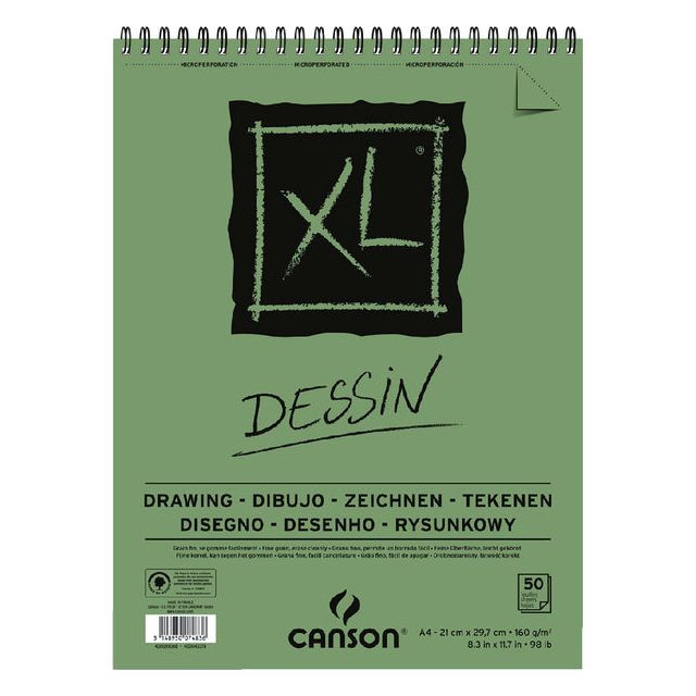 Tekenblok Canson XL Dessin A4 160gram 50vel spiraal | 5 stuks