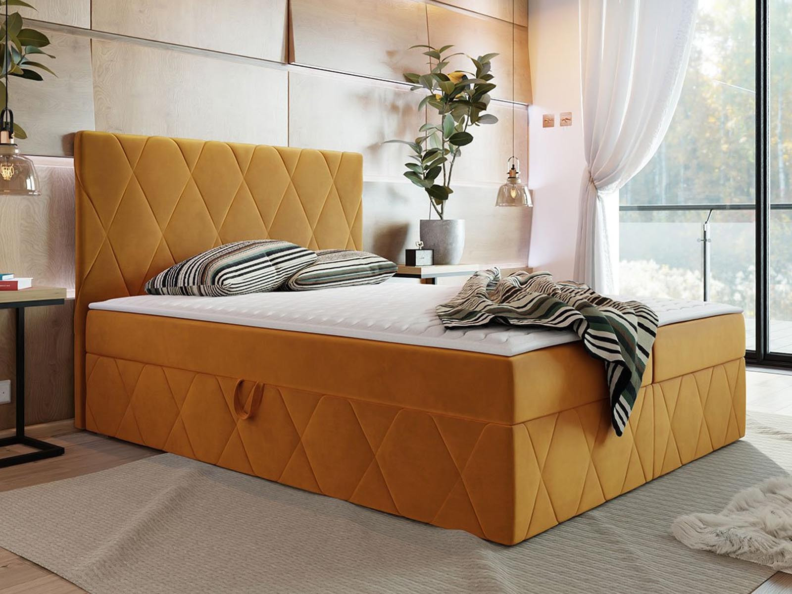 Boxspring SIMONA 180x200 cm mosterdgeel