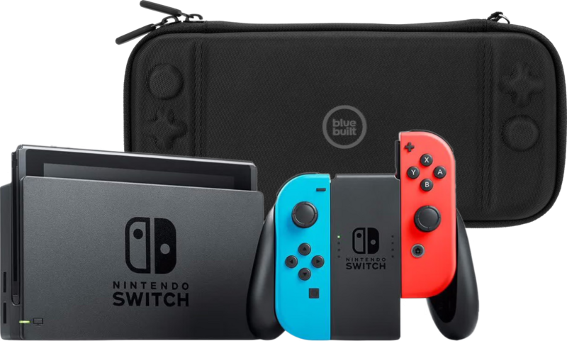 Nintendo Switch Rood/Blauw + BlueBuilt Beschermhoes