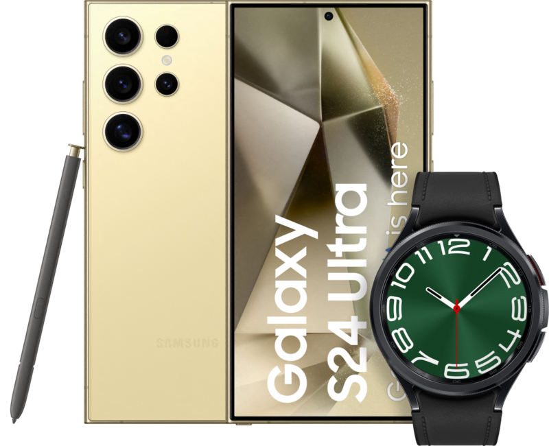 Samsung Galaxy S24 Ultra 256GB Geel 5G + Galaxy Watch 6 Classic Zwart 47mm