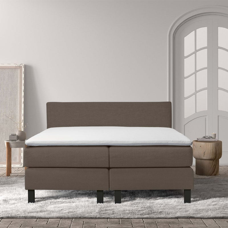 2-Persoons Boxspring Cloud Relax - Deluxe - Taupe & Grijs & Creme & Antraciet & Beige 140x200 cm - Pocketvering - Inclusief Topper -